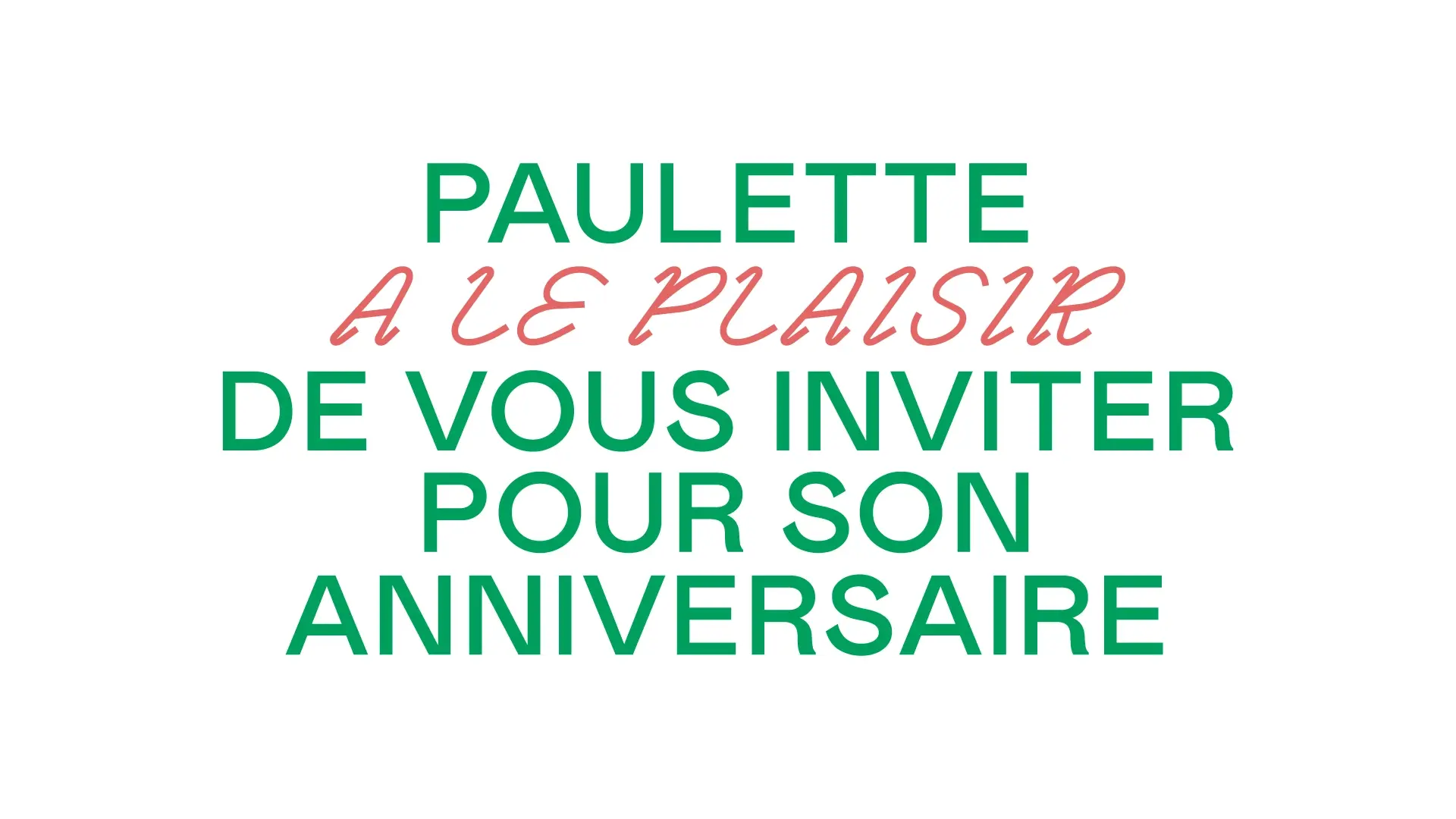 Invitation anniversaire Paulette avec une typographie moderne